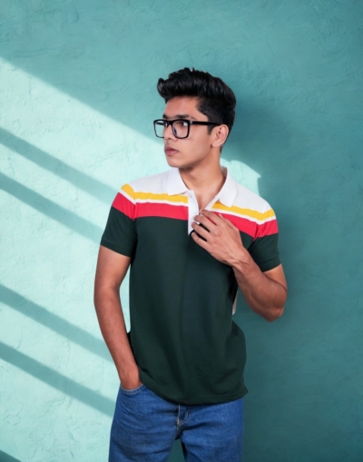 Polo Chest Stripe Green T-Shirt