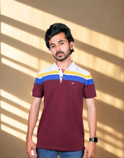 Polo Chest Strip Brown T-Shirt