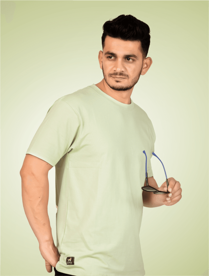 Crew Neck Light GreenMilange T-shirt - Image 6