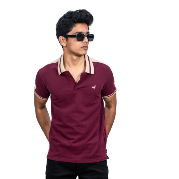 Polo Shoulder Pannels - Maroon T-Shirt