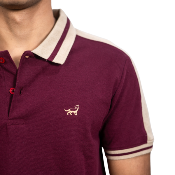 Polo Shoulder Pannels - Maroon T-Shirt