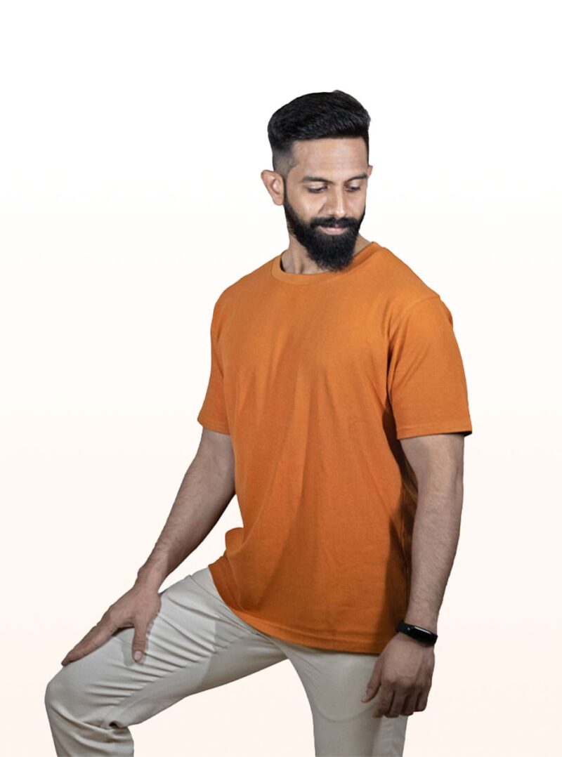 Crew Neck Apricot Buff Printed T-shirt - Image 4