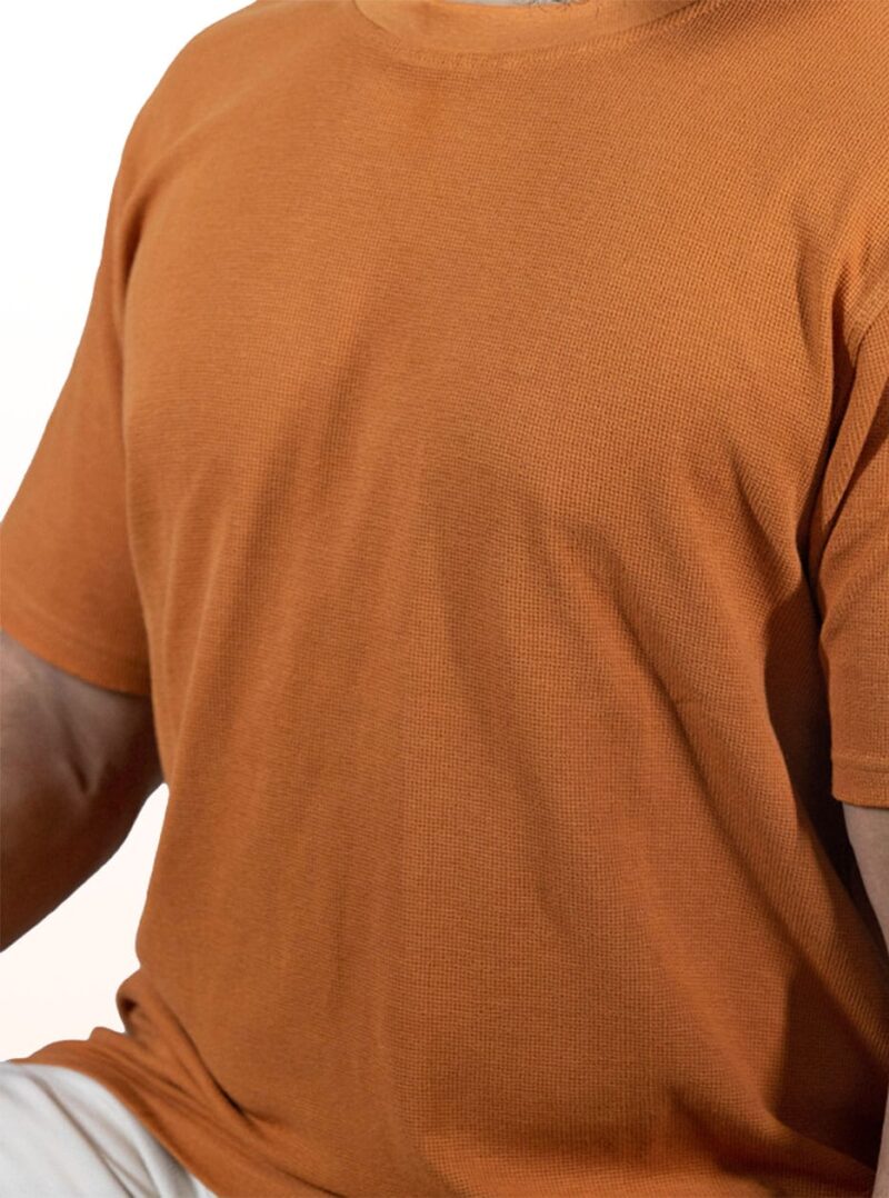 Crew Neck Apricot Buff Printed T-shirt - Image 6