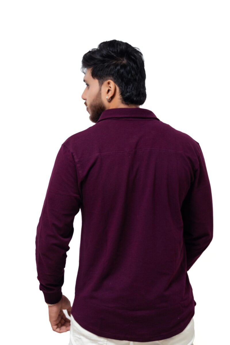 LYNX Men Solid Cuffed Maroon Shirt - Image 3