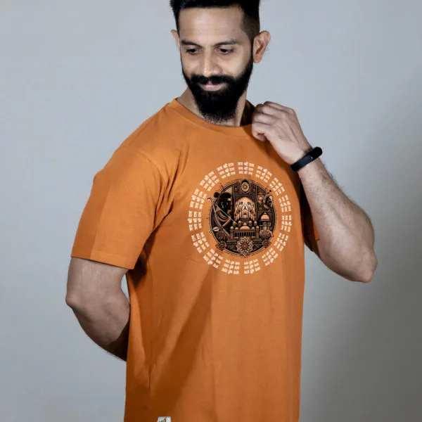 Crew Neck Apricot Buff Graphic T-shirt