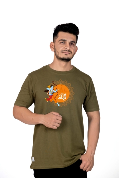 Crew Neck Olive Branch Graphic T-shirt