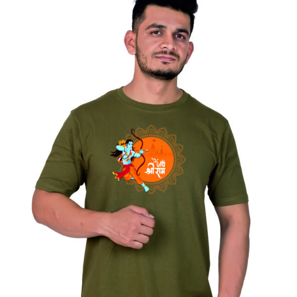 Crew Neck Olive Branch Graphic T-shirt