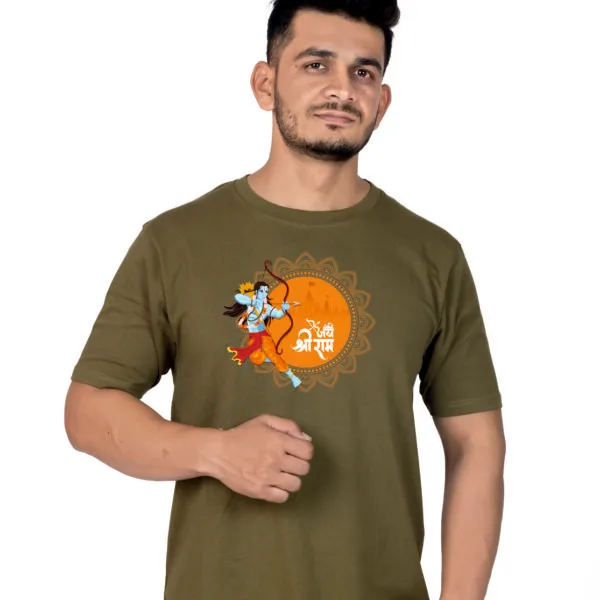 Crew Neck Olive Branch Graphic T-shirt