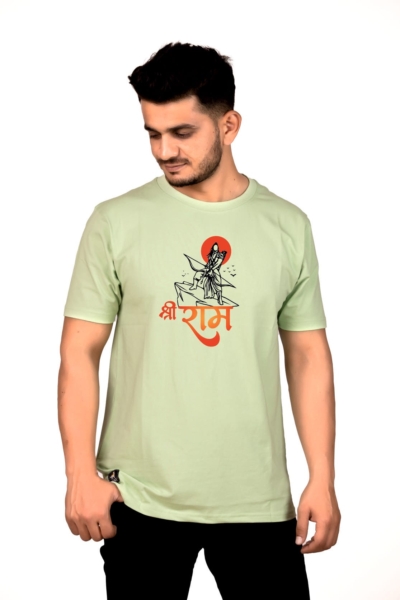 Crew Neck Light GreenMilange Graphic T-shirt