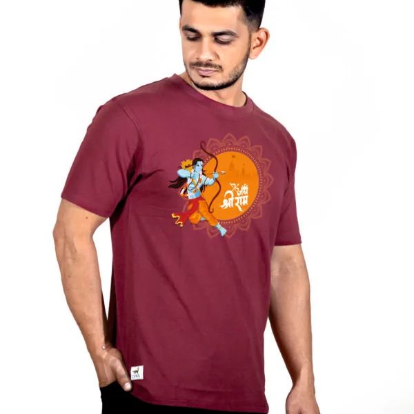 Crew Neck Marron Milange Graphic T-shirt