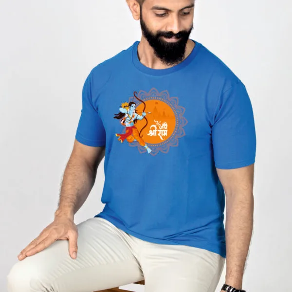Crew Neck Blue Graphic T-shirt