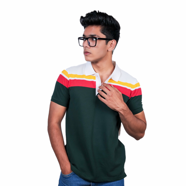 Polo Chest Stripe Green T-Shirt