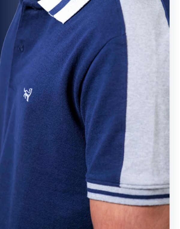Polo Shoulder Panels Blue T-Shirt - Image 5