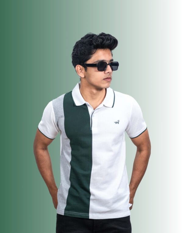 Polo Color Block Green T-Shirt