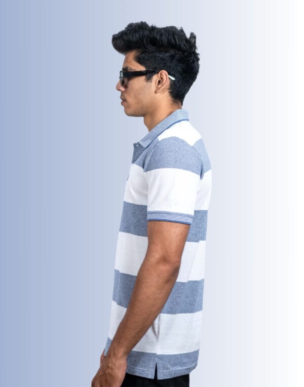 Polo White Grey Stripe T-Shirt - Image 3