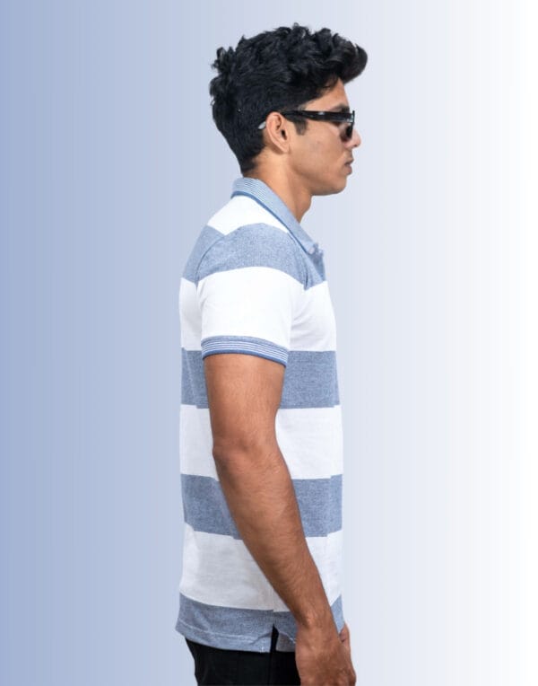 Polo White Grey Stripe T-Shirt - Image 2