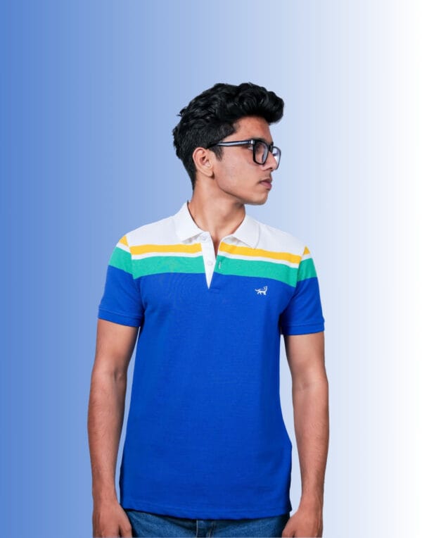 Polo Chest Stripe Sky Blue T-Shirt