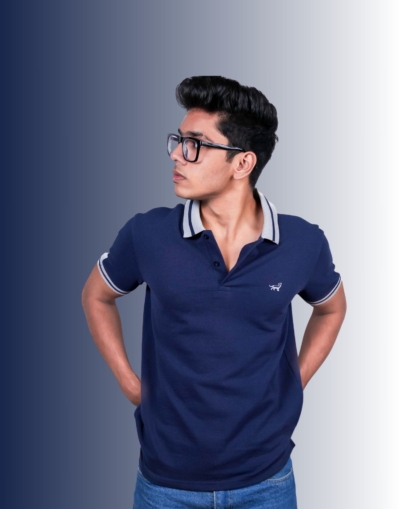 Polo Shoulder Panels Blue T-Shirt