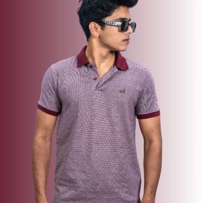 Polo Self Design -D Brown T-Shirt