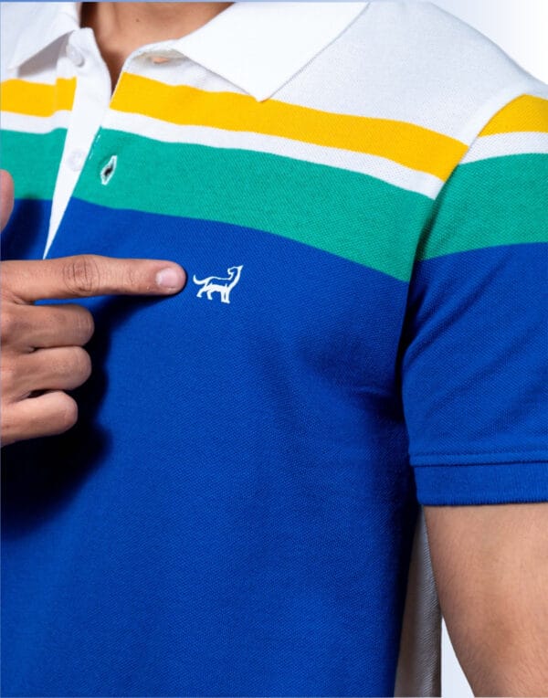 Polo Chest Stripe Sky Blue T-Shirt - Image 2