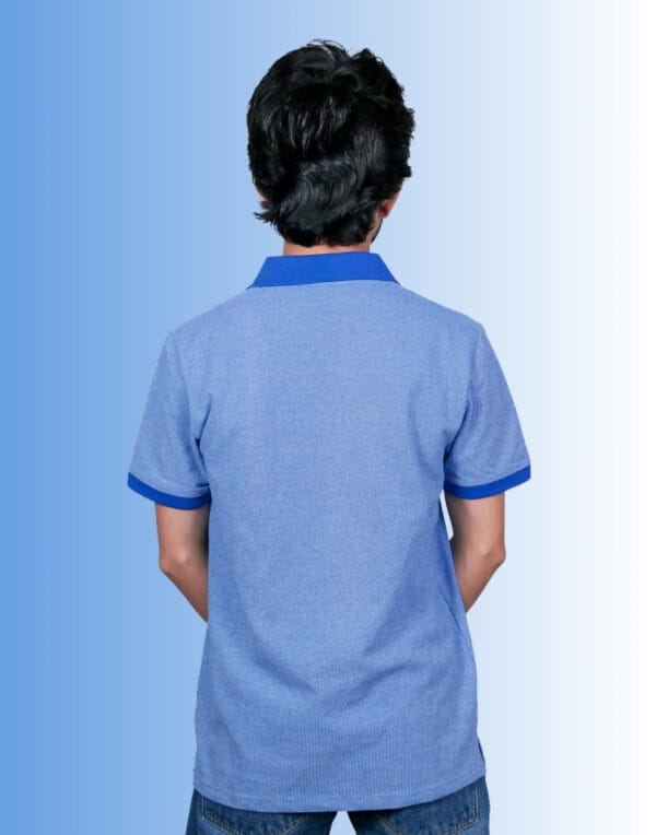 Polo Self Design Blue T-Shirt - Image 4