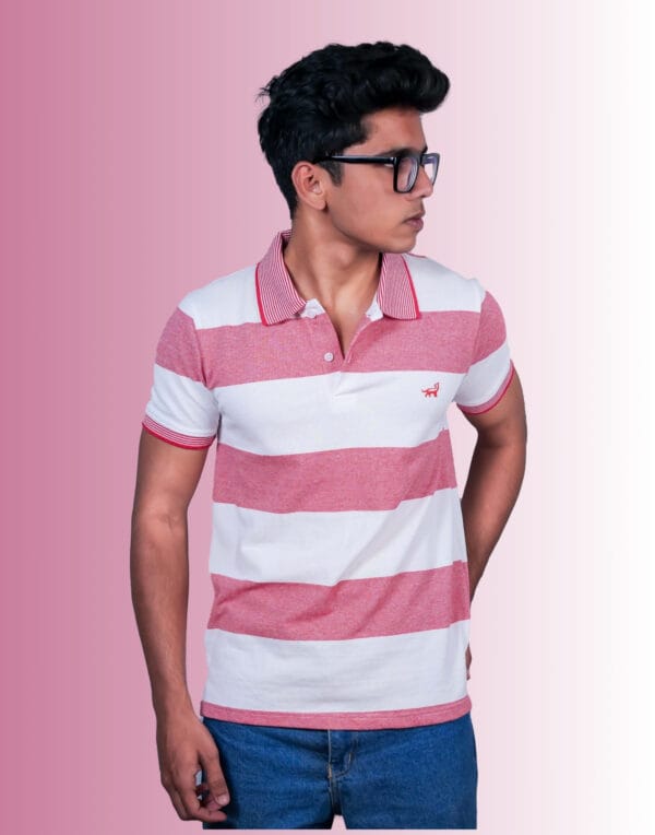 Polo White Red Stripe T-Shirt - Image 3