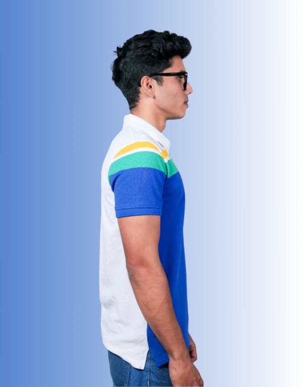 Polo Chest Stripe Sky Blue T-Shirt - Image 3