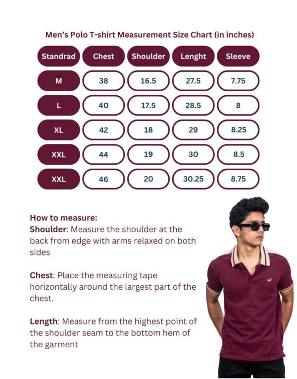 Polo Shoulder Pannels - Maroon T-Shirt - Image 6