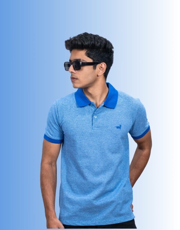 Polo Self Design Blue T-Shirt