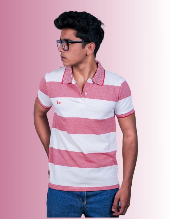 Polo White Red Stripe T-Shirt - Image 2