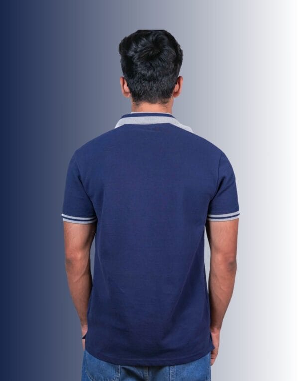 Polo Shoulder Panels Blue T-Shirt - Image 4
