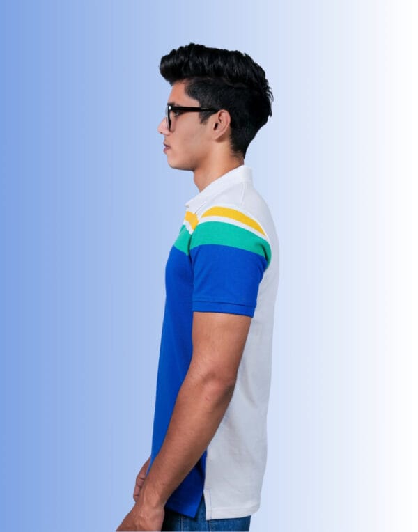 Polo Chest Stripe Sky Blue T-Shirt - Image 4