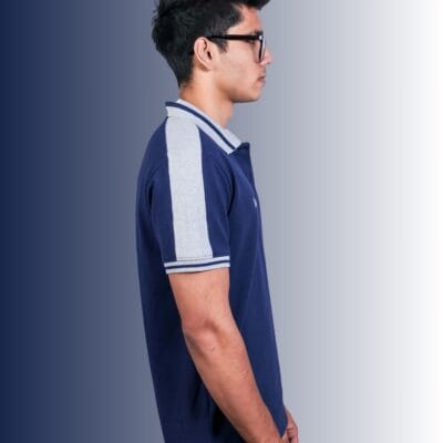 Polo Shoulder Panels Blue T-Shirt
