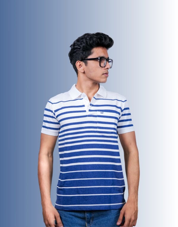 Polo Pyramid Stripe Blue T-Shirt