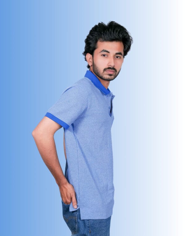 Polo Self Design Blue T-Shirt - Image 2