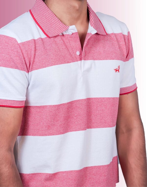 Polo White Red Stripe T-Shirt - Image 4