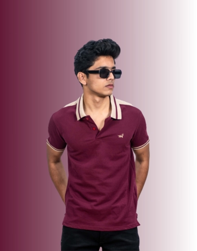 Polo Shoulder Pannels - Maroon T-Shirt