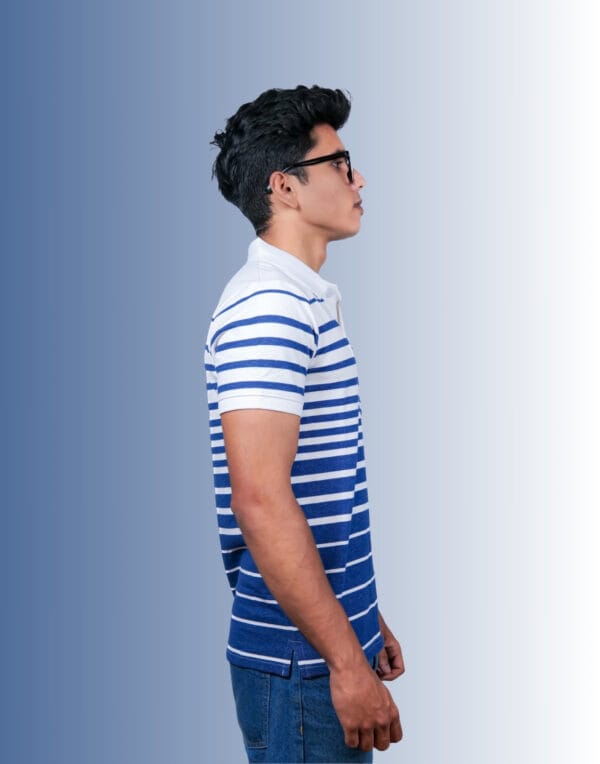 Polo Pyramid Stripe Blue T-Shirt - Image 3