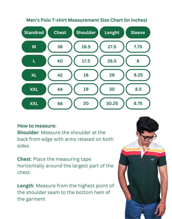 Polo Chest Stripe Green T-Shirt - Image 5