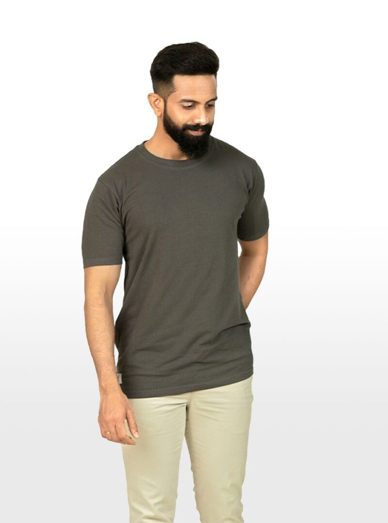 Crew Neck Dark Gull Grey T-shirt - Image 4