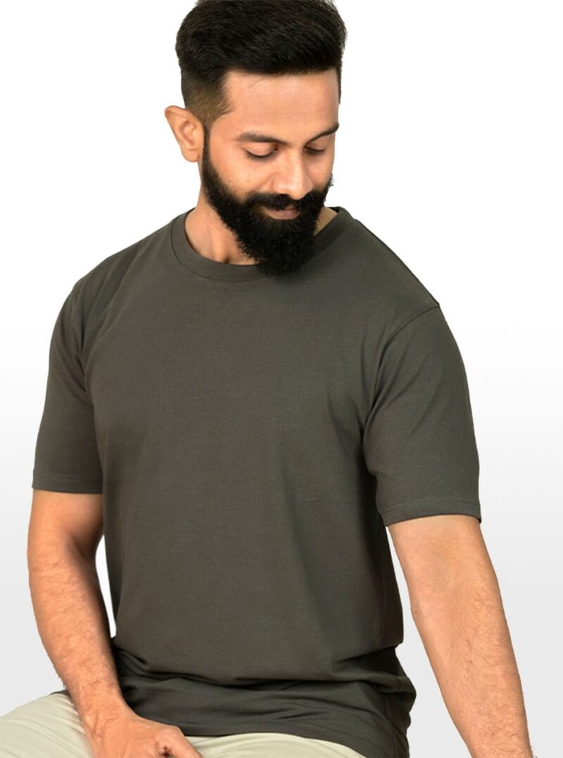 Crew Neck Dark Gull Grey T-shirt - Image 5