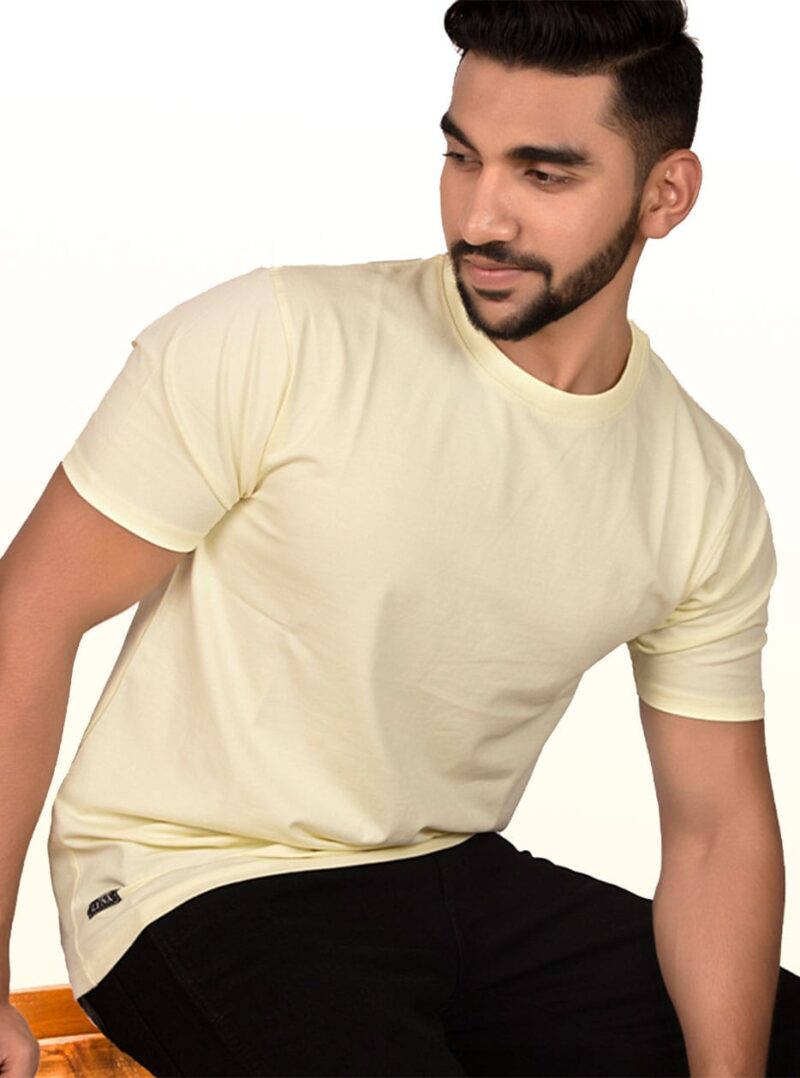 Crew Neck Etheral Yellow T-shirt - Image 5