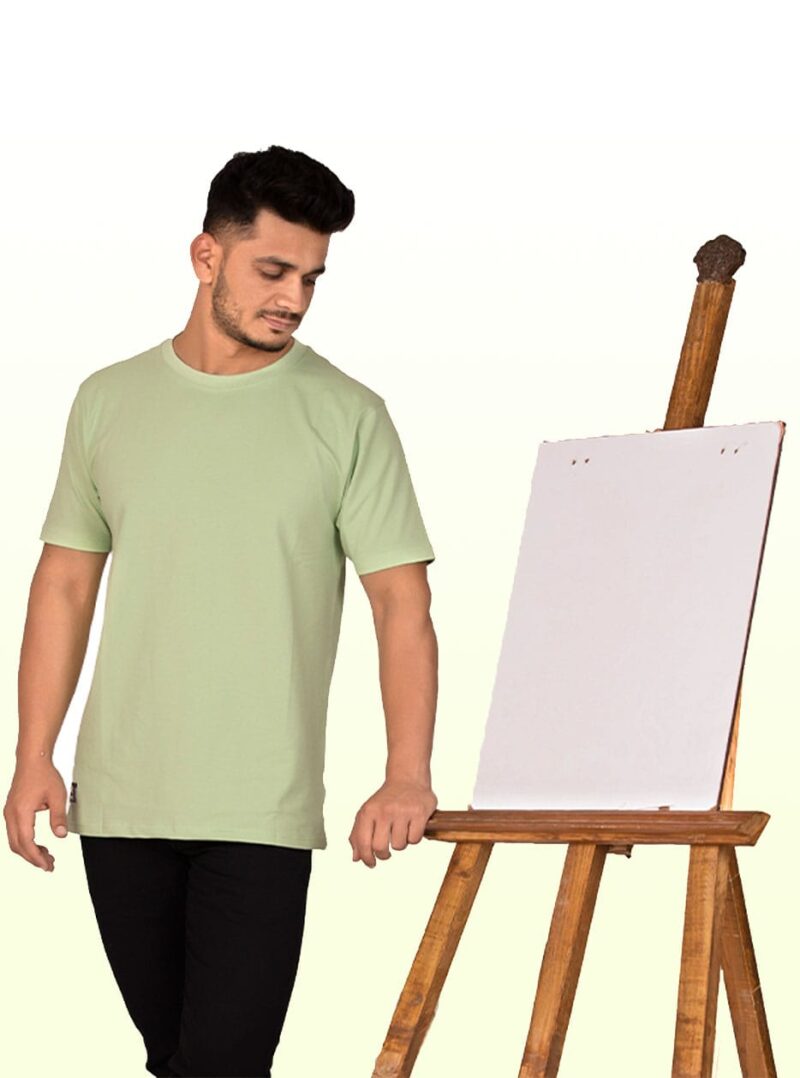 Crew Neck Light GreenMilange T-shirt - Image 2