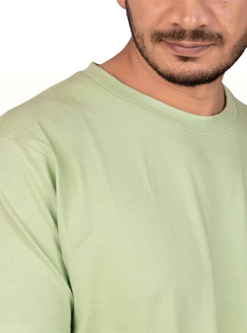 Crew Neck Light GreenMilange T-shirt - Image 4