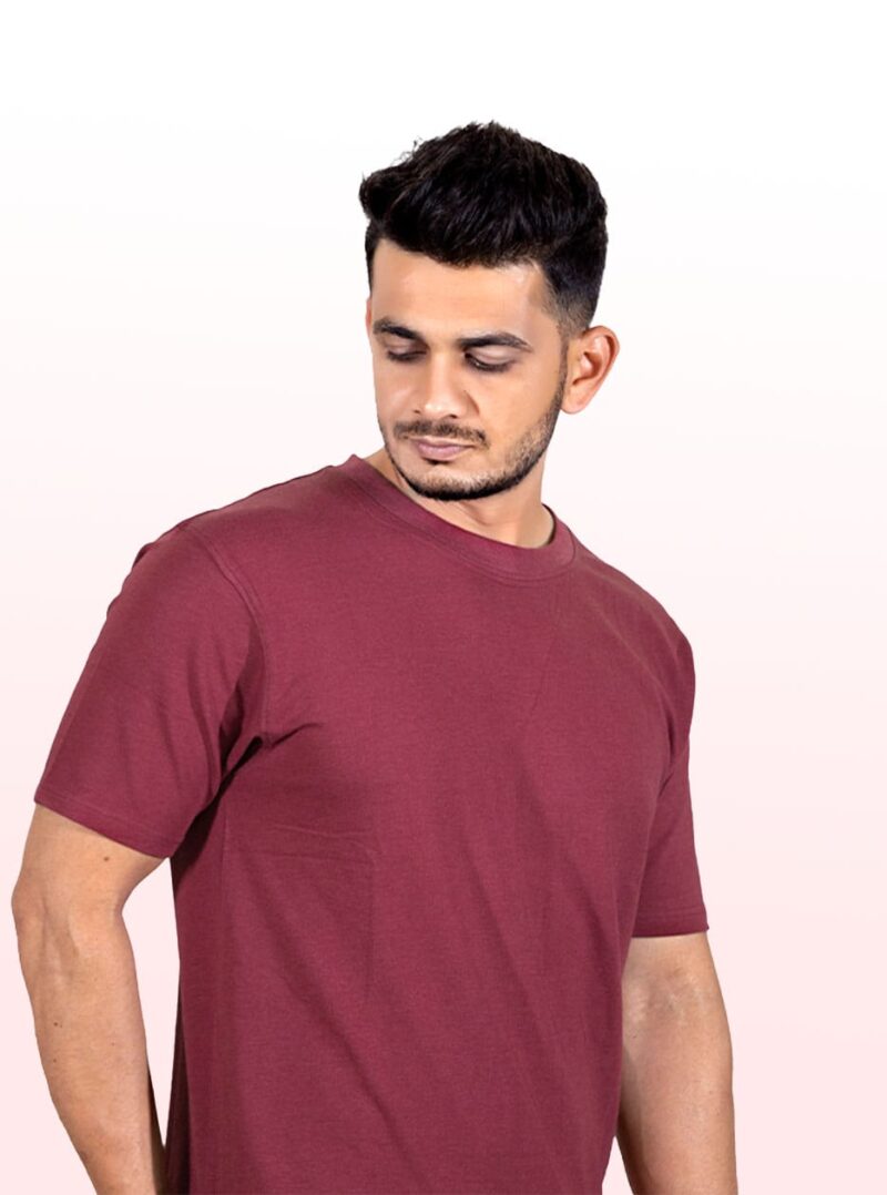 Crew Neck Marron Milange T-shirt - Image 3