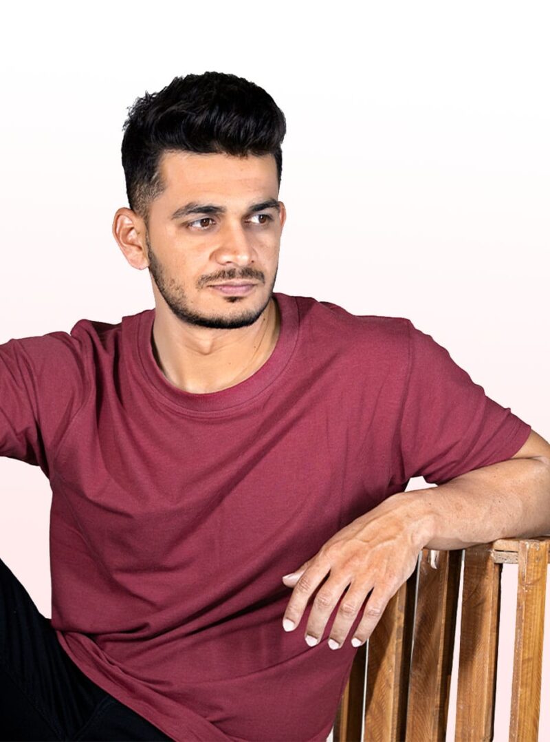 Crew Neck Marron Milange T-shirt - Image 6