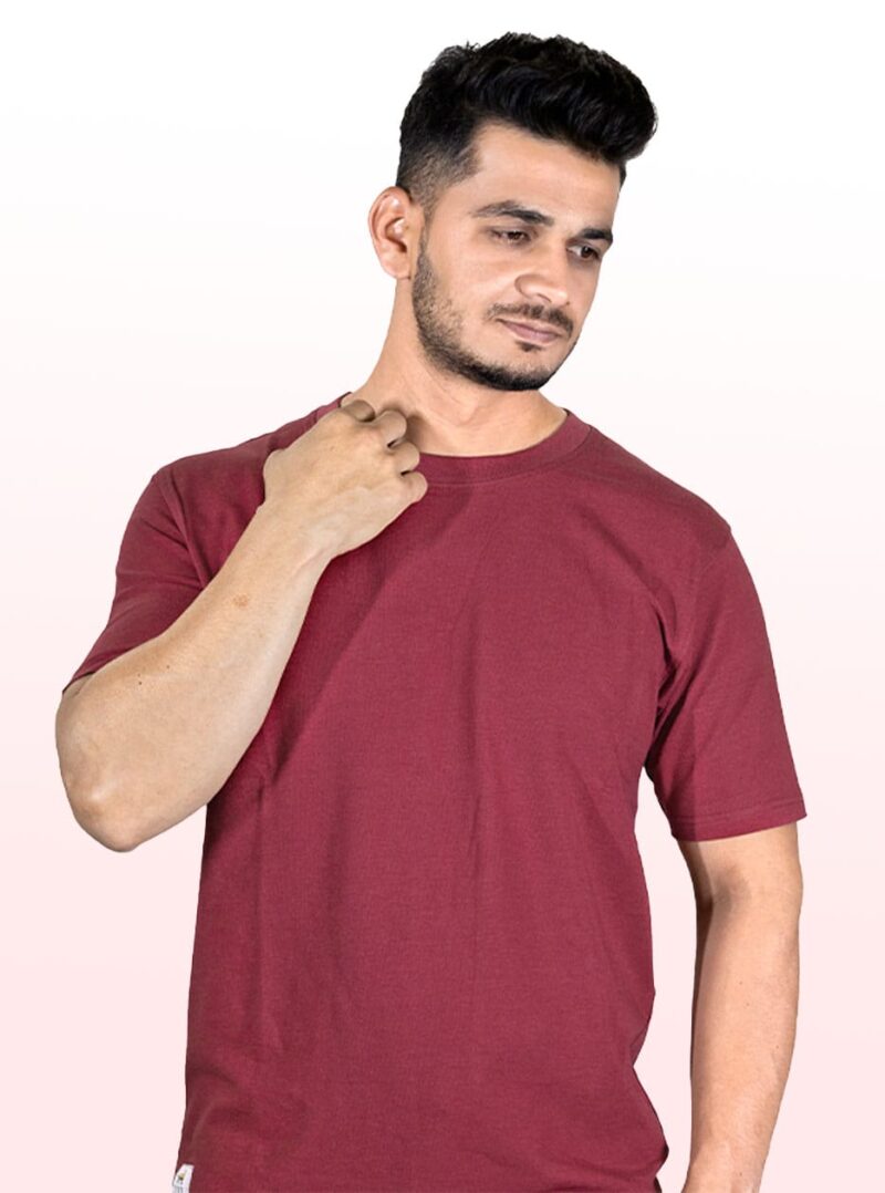 Crew Neck Marron Milange T-shirt - Image 2