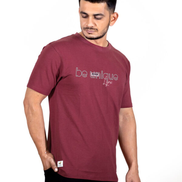 Crew Neck Marron Milange Printed T-shirt