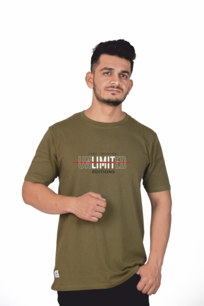 Crew Neck Olive Branch Printed T-shirt