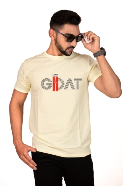 Crew Neck Etheral Yellow Printed T-shirt